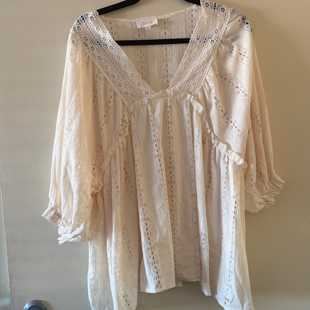 ODDY Cream Eyelet Women's Blouse